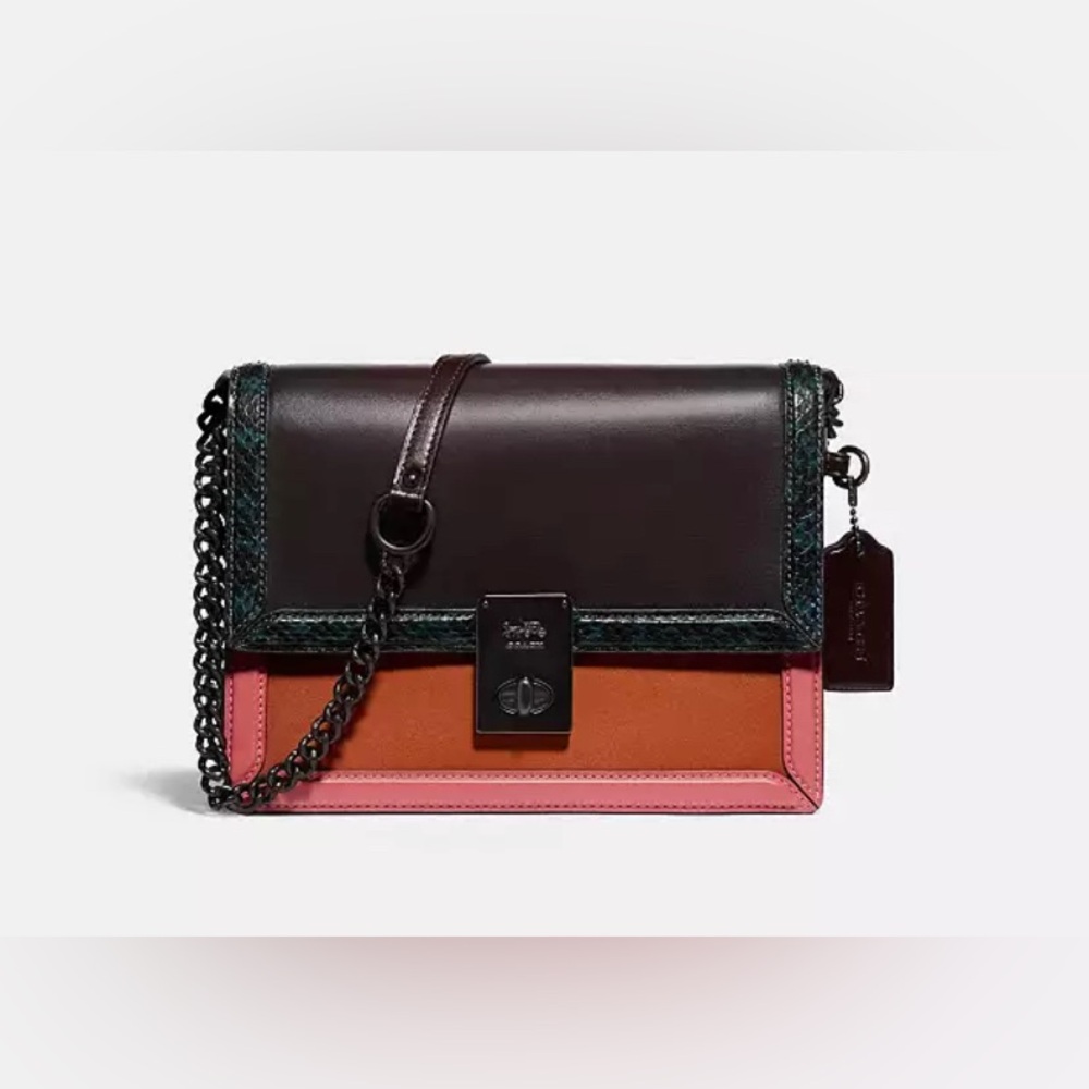 Hutton Shoulder Bag In Colorblock With 
Snakeskin Detail 89071